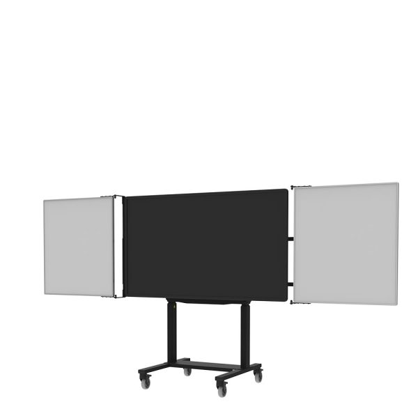 Slimline-Trolley mit Whiteboard-Bildschirmen auf beiden Seiten des geöffneten Bildschirms