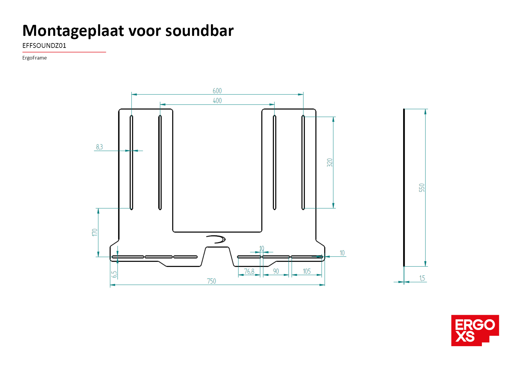 ErgoXS_TechInfo_ErgoFrame_Montageplatte fur Soundbar_EFFSOUNDZ01