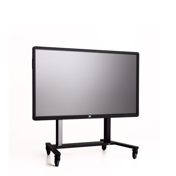 ergoxs-ergoframe-fuse-doppelsaeulen-rollgestell-frontseitenansicht-fum5220bk-niedrig-mit-bildschirm