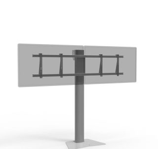 Floor System Stand für zwei Bildschirme von vorne in grau