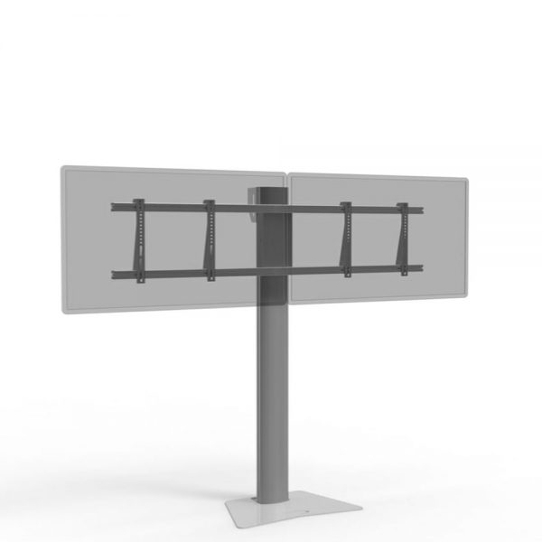 Floor System Stand für zwei Bildschirme von vorne in grau