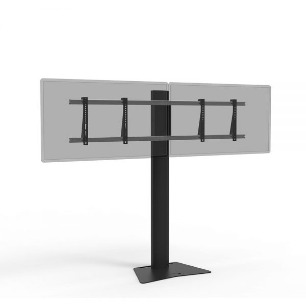 Floor System Stand für zwei Bildschirme von vorne in schwarz